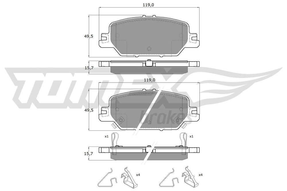 Bremsbelagsatz, Scheibenbremse Hinterachse TOMEX Brakes TX 19-66 von TOMEX Brakes