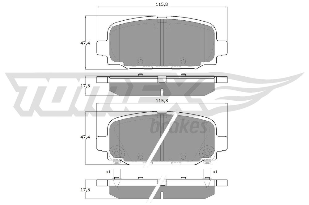 Bremsbelagsatz, Scheibenbremse Hinterachse TOMEX Brakes TX 19-79 von TOMEX Brakes