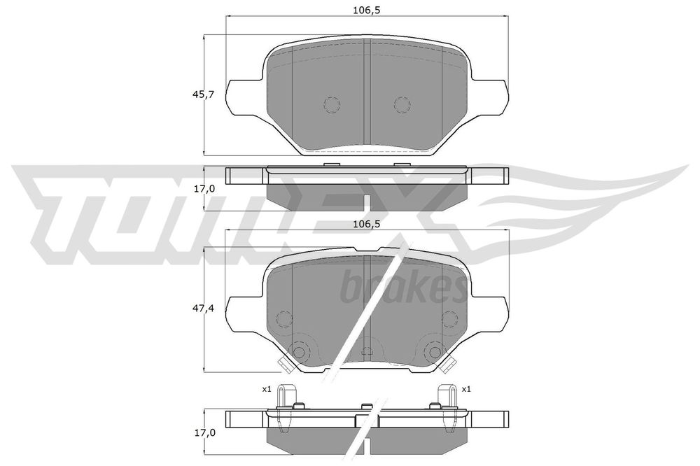 Bremsbelagsatz, Scheibenbremse Hinterachse TOMEX Brakes TX 19-80 von TOMEX Brakes