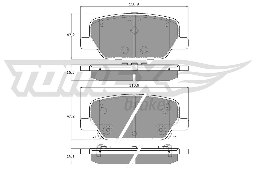 Bremsbelagsatz, Scheibenbremse Hinterachse TOMEX Brakes TX 60-06 von TOMEX Brakes