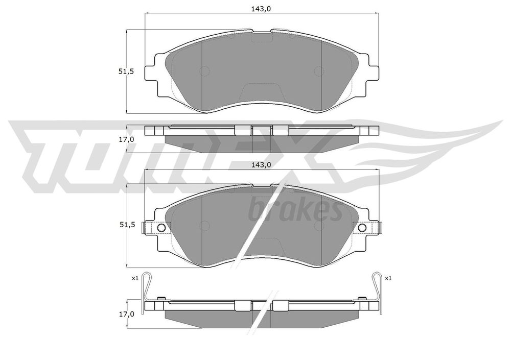 Bremsbelagsatz, Scheibenbremse Vorderachse TOMEX Brakes TX 11-80 von TOMEX Brakes