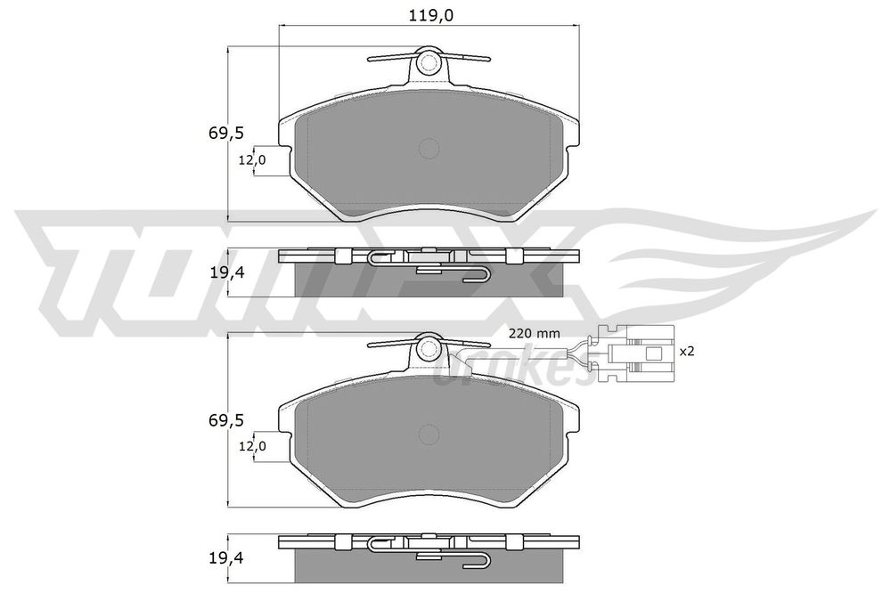 Bremsbelagsatz, Scheibenbremse Vorderachse TOMEX Brakes TX 12-04 von TOMEX Brakes