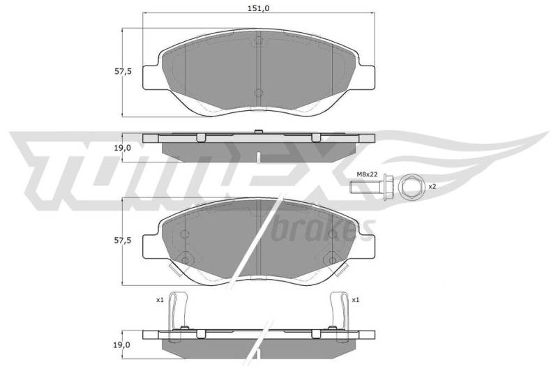 Bremsbelagsatz, Scheibenbremse Vorderachse TOMEX Brakes TX 12-501 von TOMEX Brakes