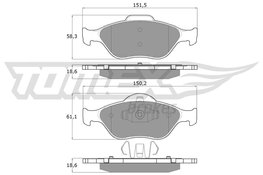 Bremsbelagsatz, Scheibenbremse Vorderachse TOMEX Brakes TX 12-55 von TOMEX Brakes