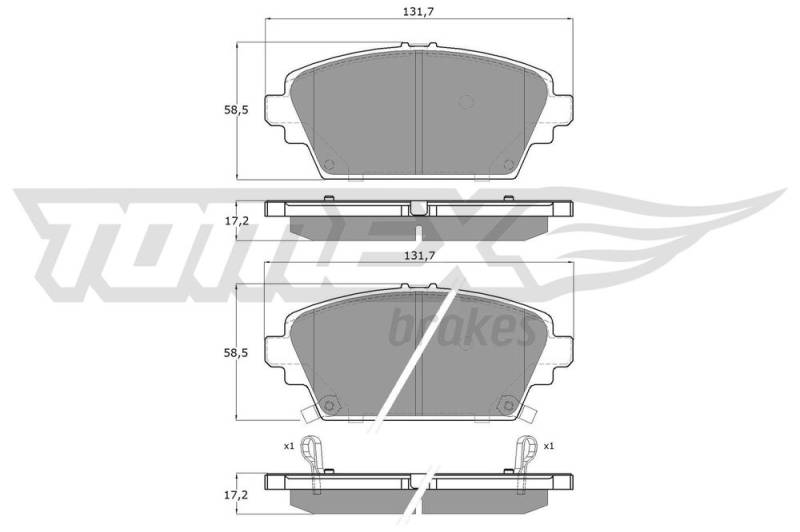 Bremsbelagsatz, Scheibenbremse Vorderachse TOMEX Brakes TX 12-63 von TOMEX Brakes