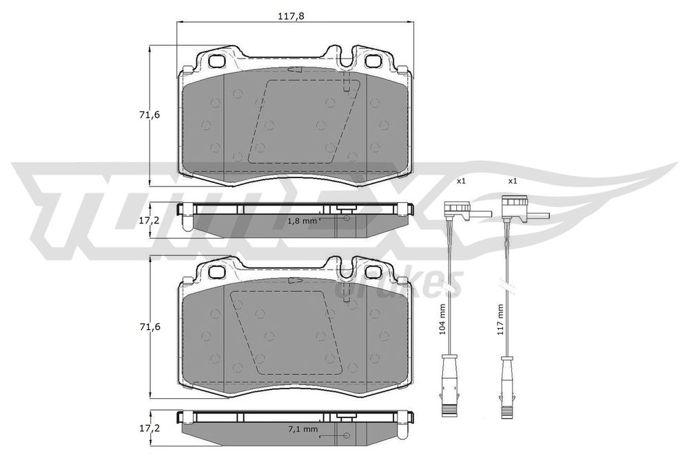 Bremsbelagsatz, Scheibenbremse Vorderachse TOMEX Brakes TX 12-811 von TOMEX Brakes