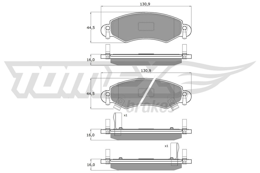 Bremsbelagsatz, Scheibenbremse Vorderachse TOMEX Brakes TX 12-96 von TOMEX Brakes