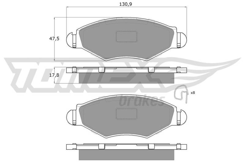 Bremsbelagsatz, Scheibenbremse Vorderachse TOMEX Brakes TX 13-43 von TOMEX Brakes