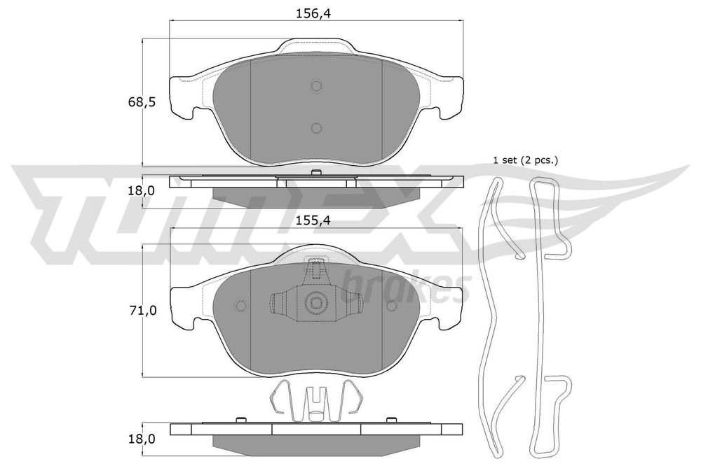 Bremsbelagsatz, Scheibenbremse Vorderachse TOMEX Brakes TX 13-50 von TOMEX Brakes