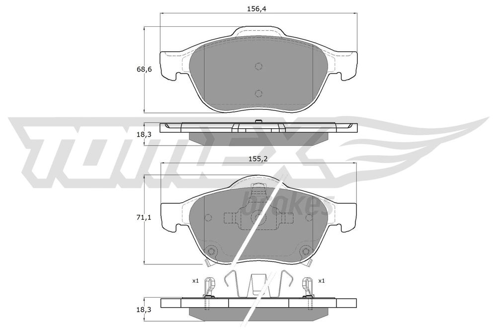 Bremsbelagsatz, Scheibenbremse Vorderachse TOMEX Brakes TX 13-64 von TOMEX Brakes