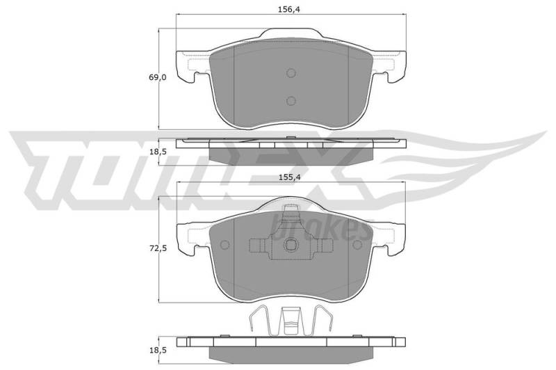 Bremsbelagsatz, Scheibenbremse Vorderachse TOMEX Brakes TX 14-04 von TOMEX Brakes