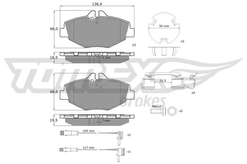 Bremsbelagsatz, Scheibenbremse Vorderachse TOMEX Brakes TX 14-29 von TOMEX Brakes