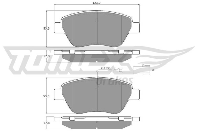 Bremsbelagsatz, Scheibenbremse Vorderachse TOMEX Brakes TX 14-44 von TOMEX Brakes