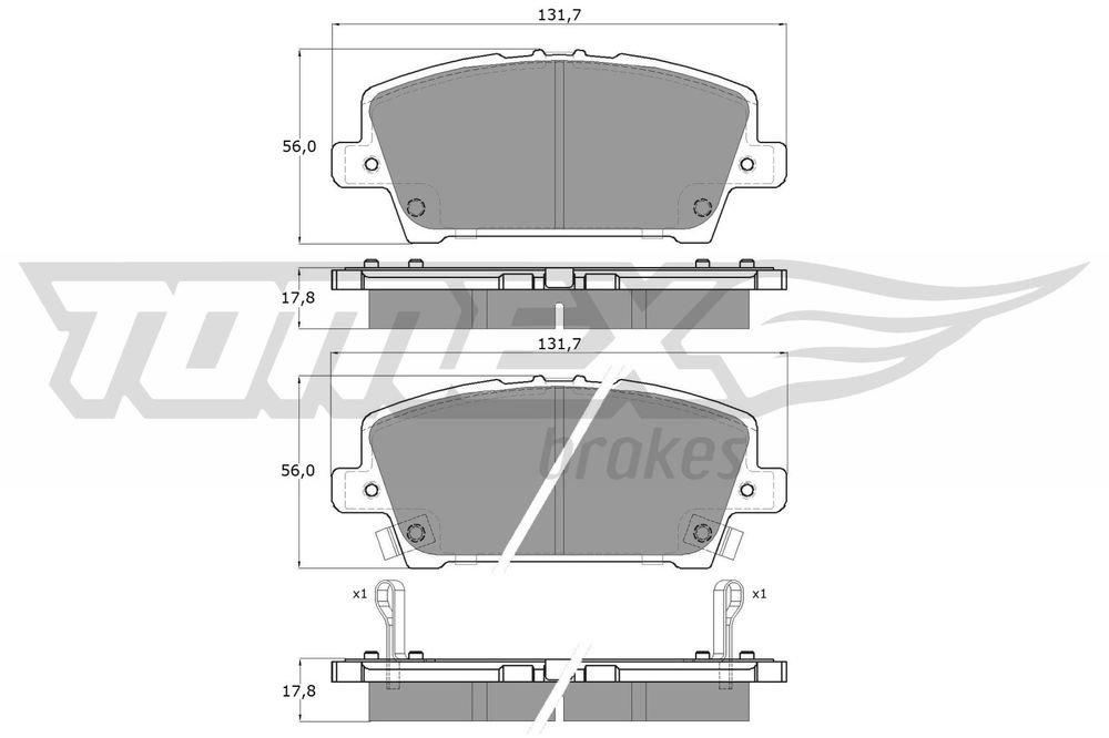 Bremsbelagsatz, Scheibenbremse Vorderachse TOMEX Brakes TX 14-52 von TOMEX Brakes