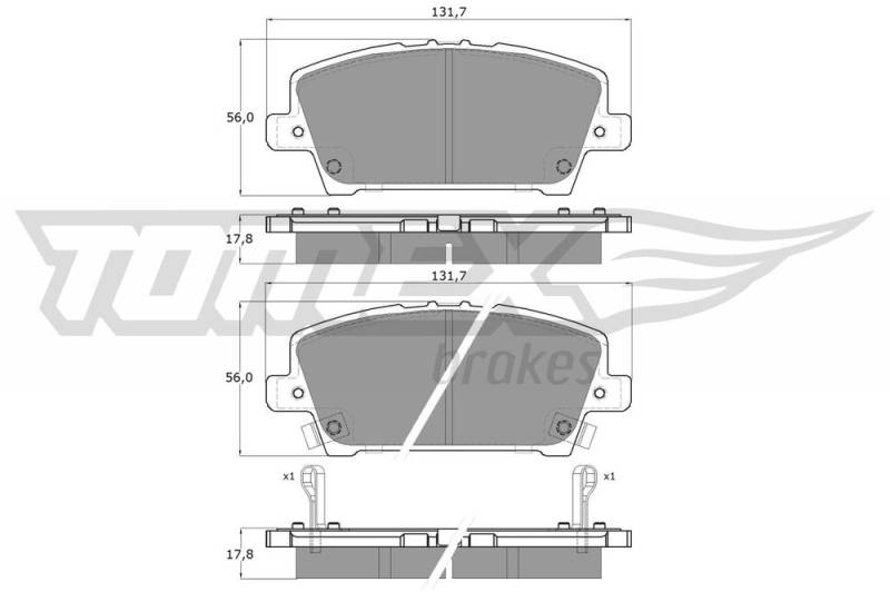 Bremsbelagsatz, Scheibenbremse Vorderachse TOMEX Brakes TX 14-52 von TOMEX Brakes