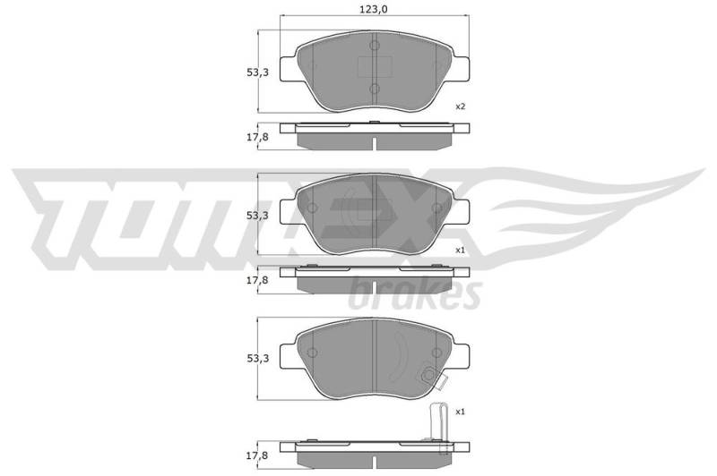 Bremsbelagsatz, Scheibenbremse Vorderachse TOMEX Brakes TX 15-20 von TOMEX Brakes