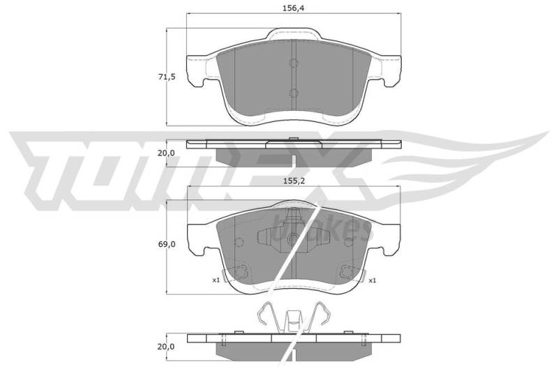 Bremsbelagsatz, Scheibenbremse Vorderachse TOMEX Brakes TX 15-251 von TOMEX Brakes