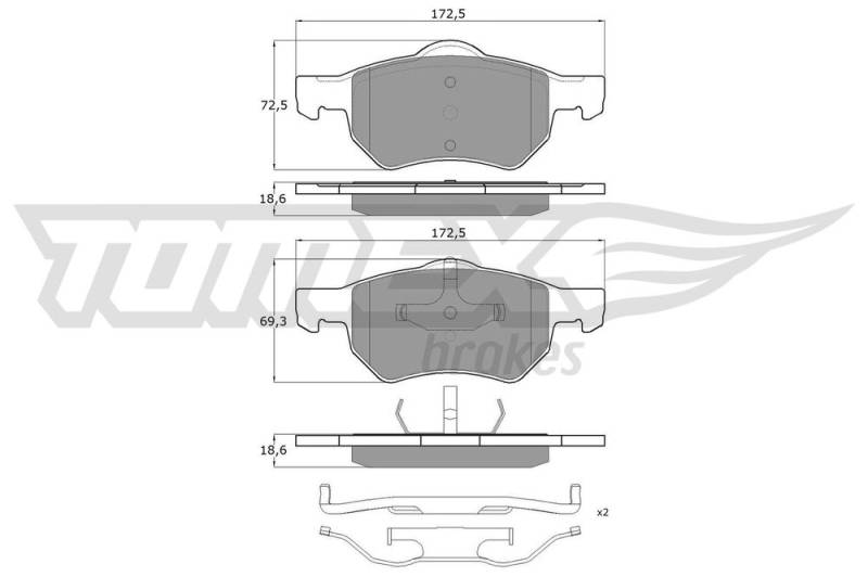 Bremsbelagsatz, Scheibenbremse Vorderachse TOMEX Brakes TX 15-30 von TOMEX Brakes