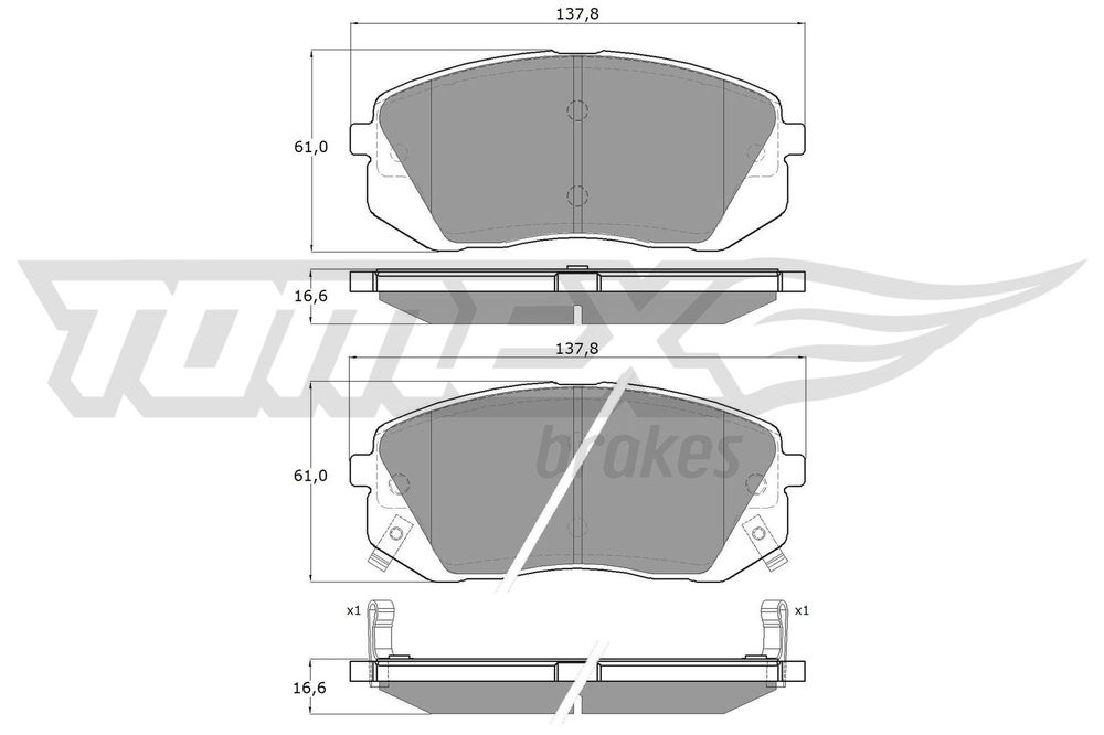 Bremsbelagsatz, Scheibenbremse Vorderachse TOMEX Brakes TX 16-44 von TOMEX Brakes