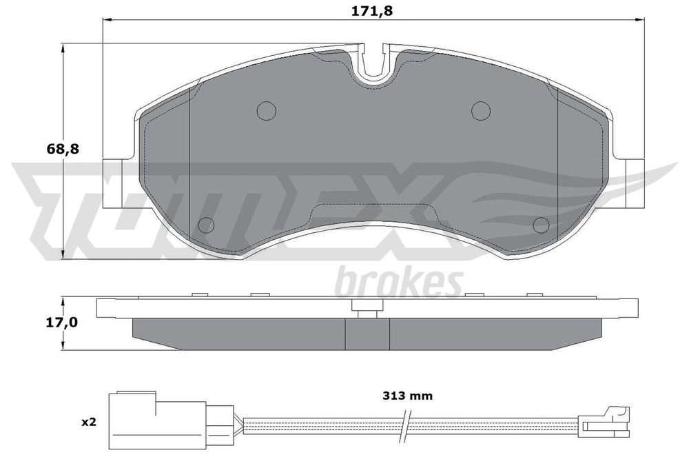 Bremsbelagsatz, Scheibenbremse Vorderachse TOMEX Brakes TX 16-95 von TOMEX Brakes