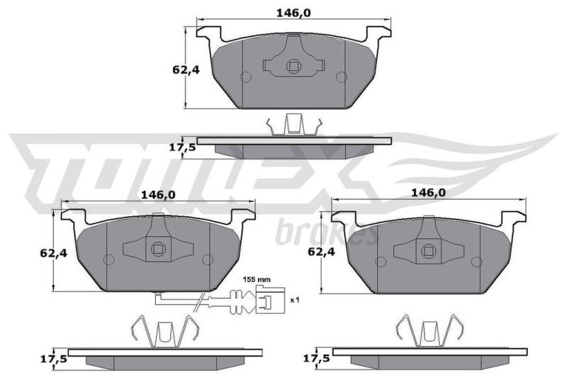 Bremsbelagsatz, Scheibenbremse Vorderachse TOMEX Brakes TX 17-03 von TOMEX Brakes