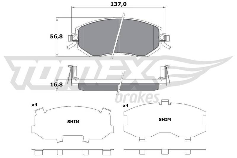 Bremsbelagsatz, Scheibenbremse Vorderachse TOMEX Brakes TX 17-65 von TOMEX Brakes