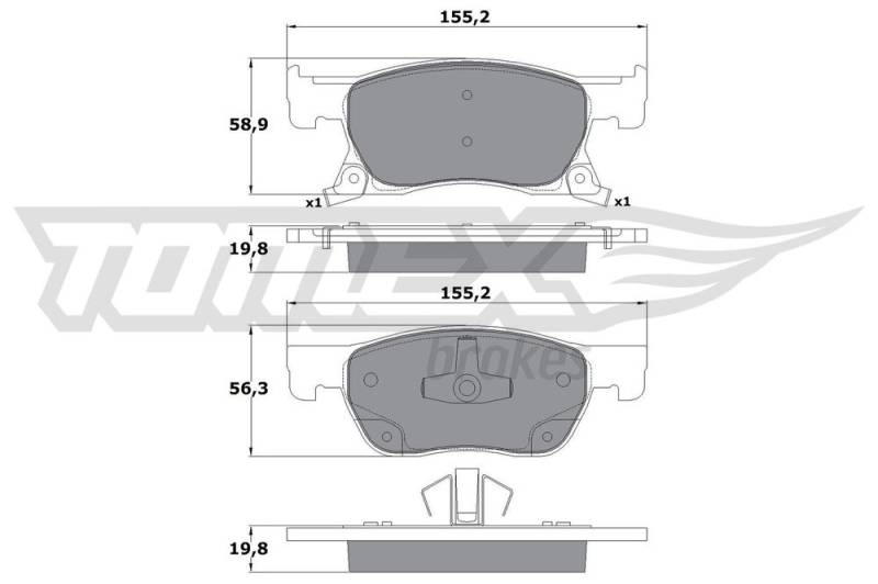 Bremsbelagsatz, Scheibenbremse Vorderachse TOMEX Brakes TX 17-86 von TOMEX Brakes