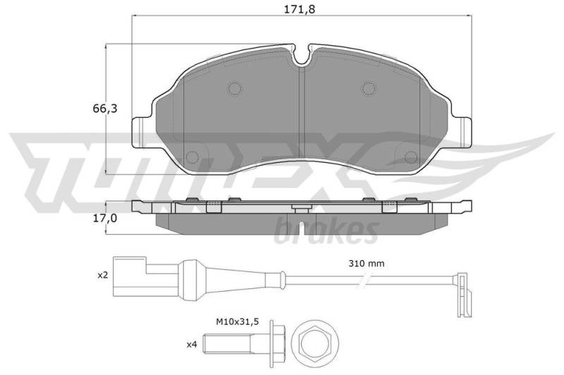 Bremsbelagsatz, Scheibenbremse Vorderachse TOMEX Brakes TX 18-04 von TOMEX Brakes