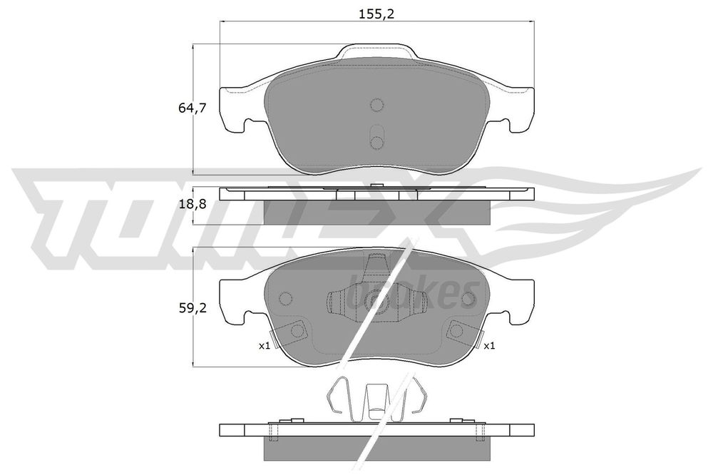 Bremsbelagsatz, Scheibenbremse Vorderachse TOMEX Brakes TX 18-18 von TOMEX Brakes