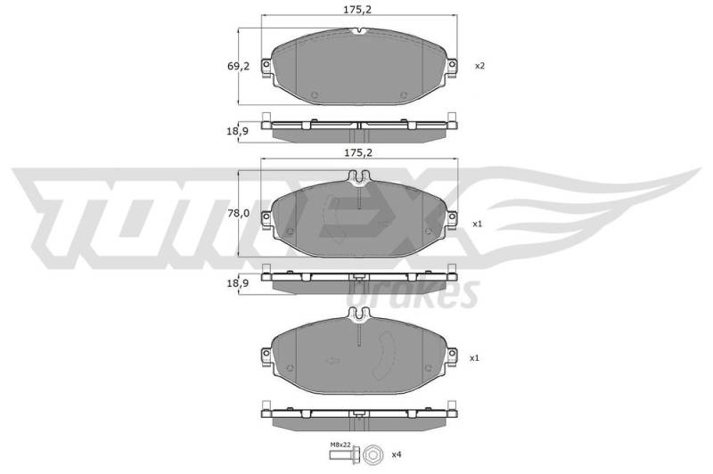 Bremsbelagsatz, Scheibenbremse Vorderachse TOMEX Brakes TX 18-53 von TOMEX Brakes