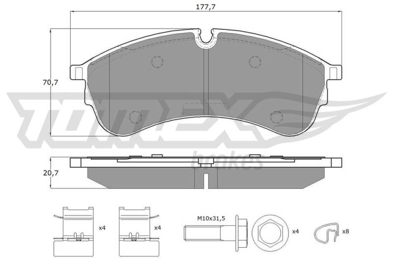 Bremsbelagsatz, Scheibenbremse Vorderachse TOMEX Brakes TX 18-59 von TOMEX Brakes