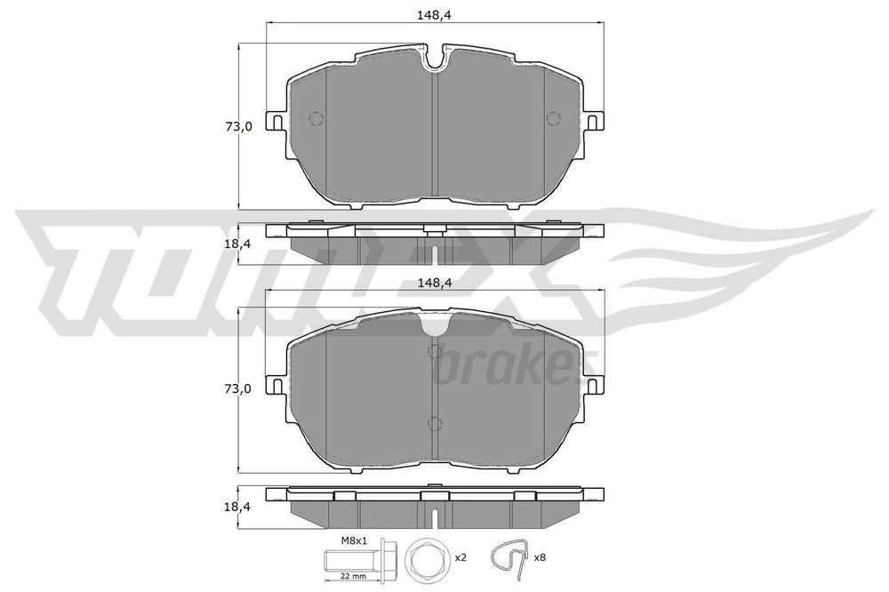 Bremsbelagsatz, Scheibenbremse Vorderachse TOMEX Brakes TX 18-65 von TOMEX Brakes