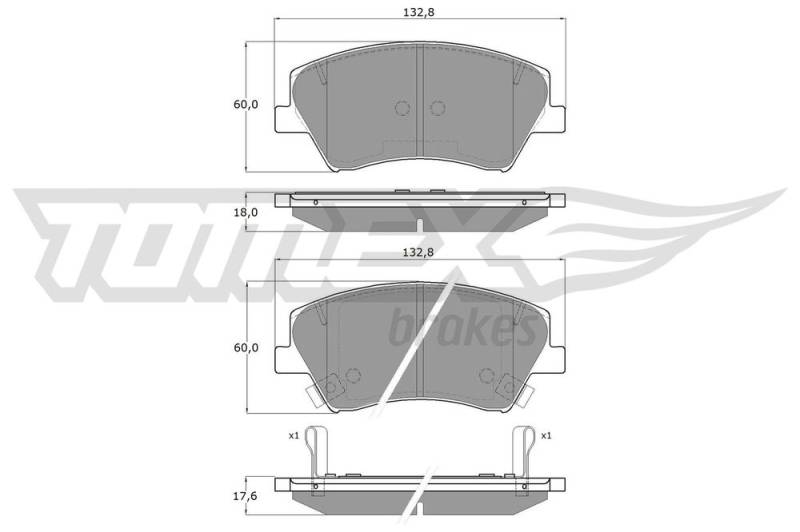 Bremsbelagsatz, Scheibenbremse Vorderachse TOMEX Brakes TX 18-68 von TOMEX Brakes