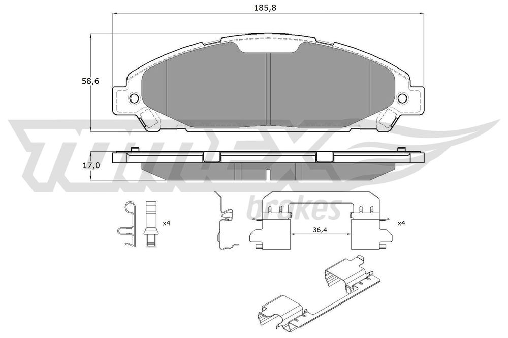 Bremsbelagsatz, Scheibenbremse Vorderachse TOMEX Brakes TX 18-96 von TOMEX Brakes