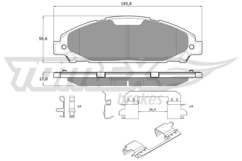 Bremsbelagsatz, Scheibenbremse Vorderachse TOMEX Brakes TX 18-96 von TOMEX Brakes