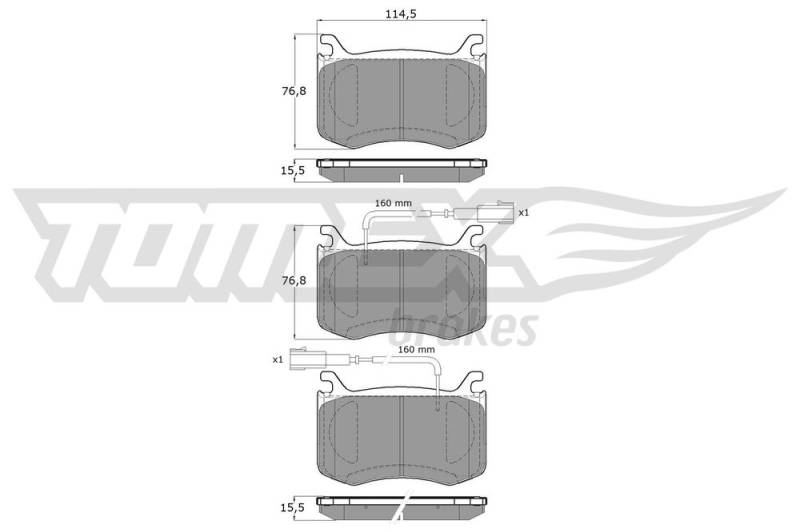 Bremsbelagsatz, Scheibenbremse Vorderachse TOMEX Brakes TX 19-56 von TOMEX Brakes