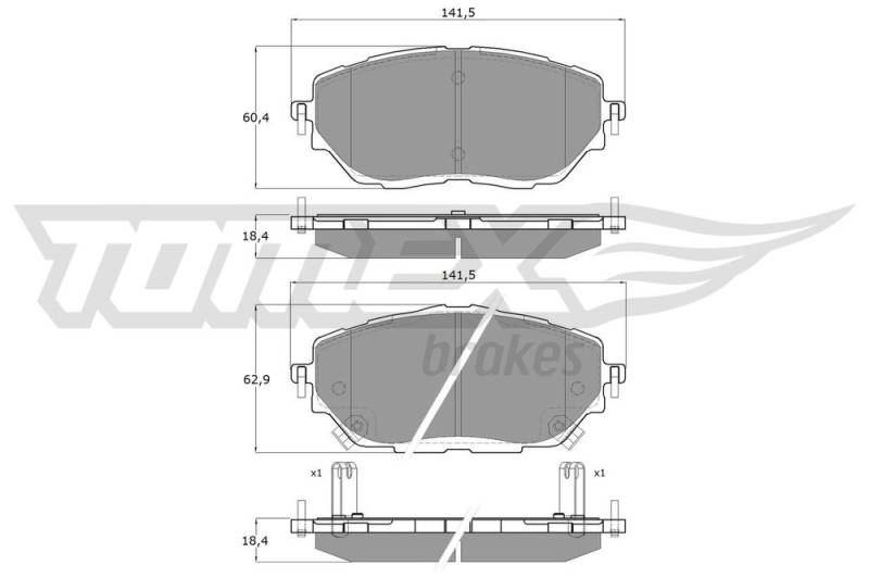 Bremsbelagsatz, Scheibenbremse Vorderachse TOMEX Brakes TX 19-63 von TOMEX Brakes