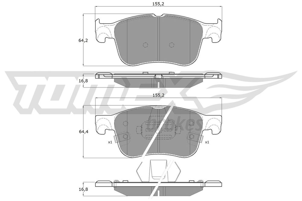 Bremsbelagsatz, Scheibenbremse Vorderachse TOMEX Brakes TX 19-70 von TOMEX Brakes