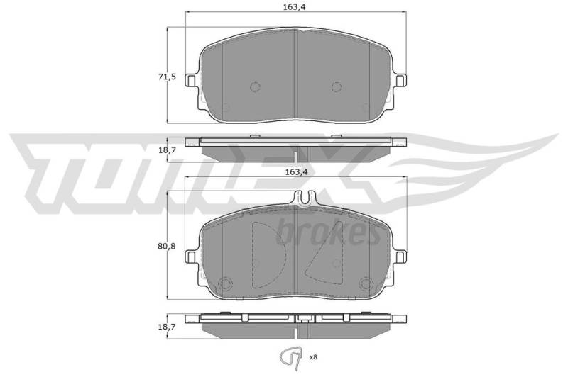 Bremsbelagsatz, Scheibenbremse Vorderachse TOMEX Brakes TX 19-71 von TOMEX Brakes