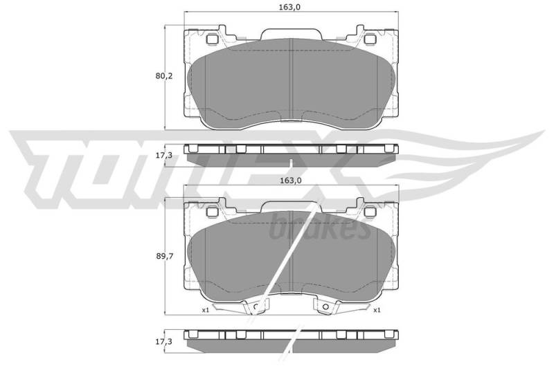 Bremsbelagsatz, Scheibenbremse Vorderachse TOMEX Brakes TX 19-93 von TOMEX Brakes