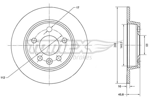 Bremsscheibe Hinterachse TOMEX Brakes TX 70-16 von TOMEX Brakes