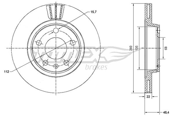 Bremsscheibe Hinterachse TOMEX Brakes TX 70-21 von TOMEX Brakes