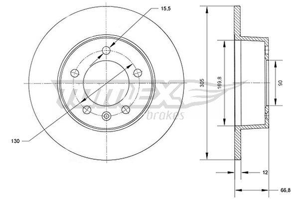 Bremsscheibe Hinterachse TOMEX Brakes TX 70-37 von TOMEX Brakes