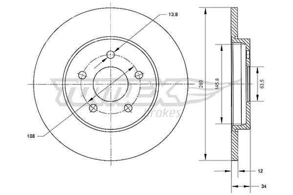 Bremsscheibe Hinterachse TOMEX Brakes TX 70-53 von TOMEX Brakes