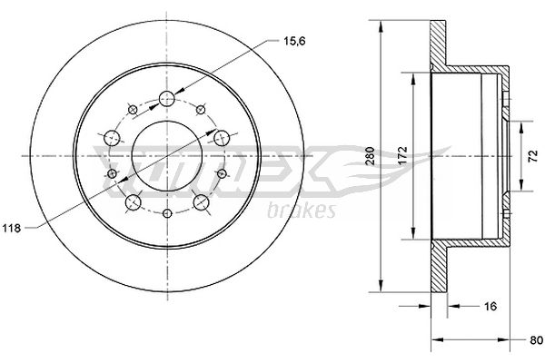 Bremsscheibe Hinterachse TOMEX Brakes TX 70-61 von TOMEX Brakes