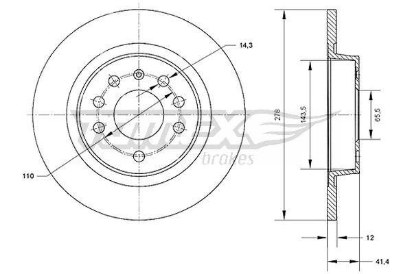 Bremsscheibe Hinterachse TOMEX Brakes TX 70-81 von TOMEX Brakes