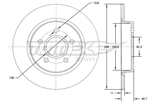 Bremsscheibe Hinterachse TOMEX Brakes TX 71-94 von TOMEX Brakes