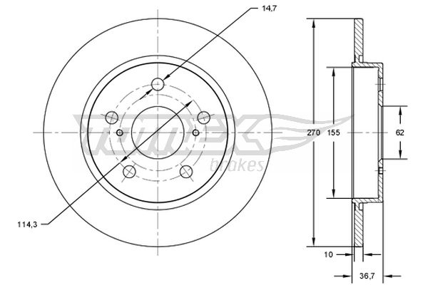 Bremsscheibe Hinterachse TOMEX Brakes TX 72-00 von TOMEX Brakes