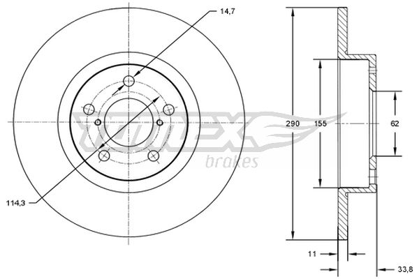 Bremsscheibe Hinterachse TOMEX Brakes TX 72-86 von TOMEX Brakes