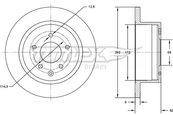 Bremsscheibe Hinterachse TOMEX Brakes TX 72-89 von TOMEX Brakes